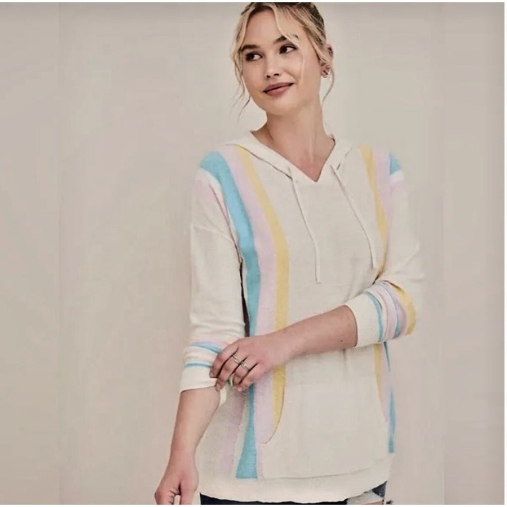 Torrid Pullover Hoodie Light Sweater Size 0 (L, 12) Rainbow Oversized Boho Beach
